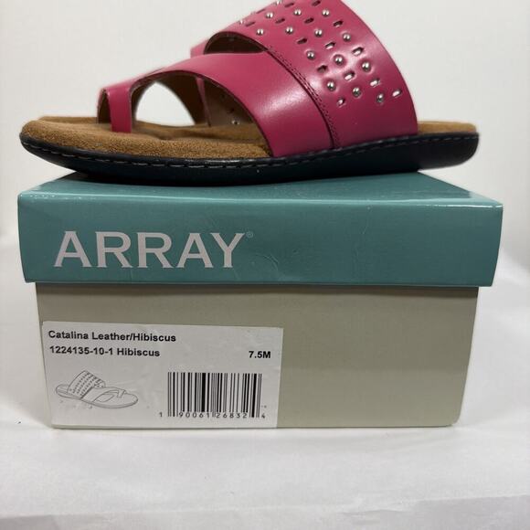 Array Catalina Sandal Hibiscus 7 1/2 Pink Toe Loop Leather Slip On Beach Summer - Picture 7 of 9
